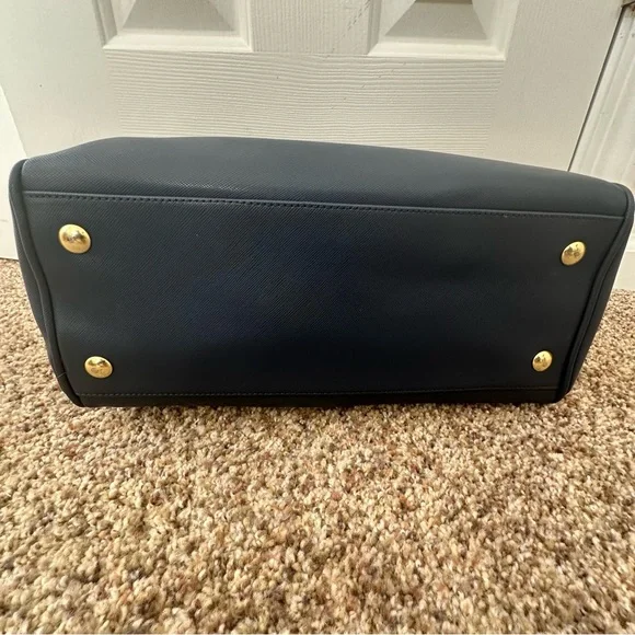 Coach Women's Peyton Leather Nancy Satchel, Navy Blue Handbag - Picture 6 of 14